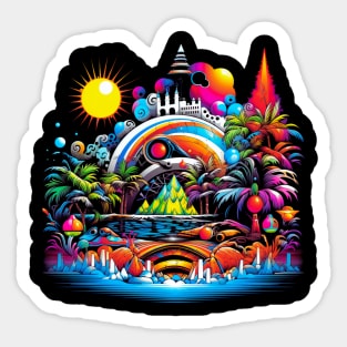 Neon Paradise Color Sunset Funny Sticker